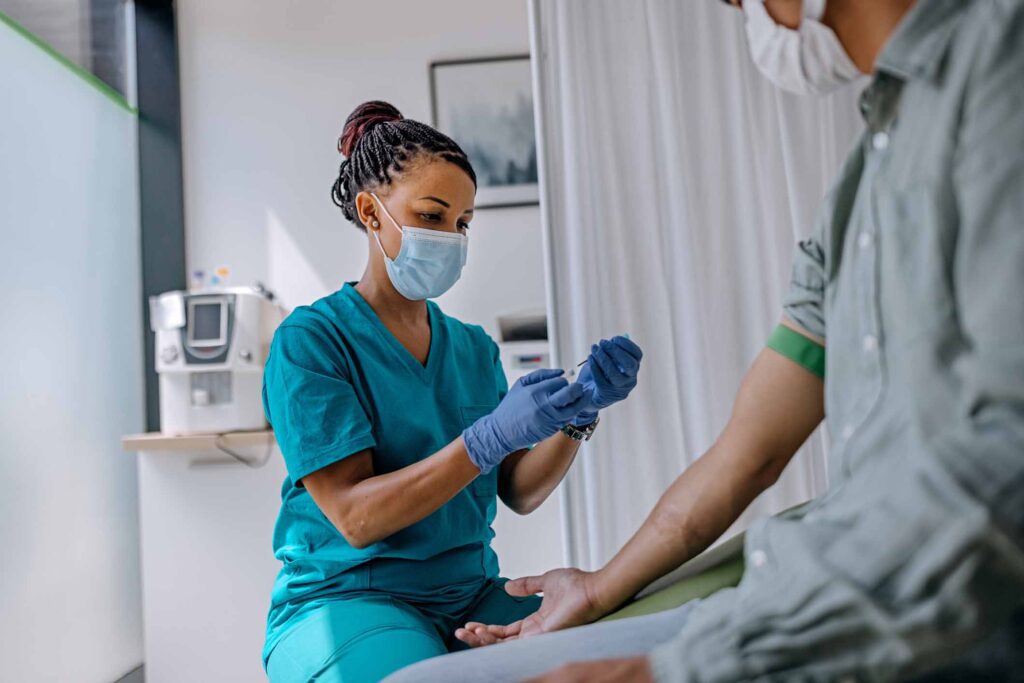 phlebotomist working at hospital